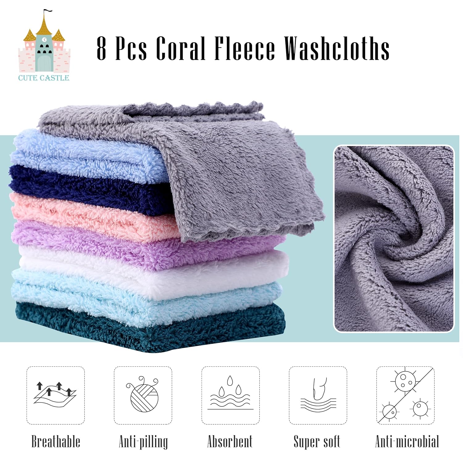 Cute Castle 2 Pack Bamboo Hooded Baby Towel 8 Washcloths - Soft Bath Towel for Bathtub for Newborn, Infant - Ultra Absorbent, Natural Baby Stuff for Boy and Girl (Lovely Elephant, Happy Bird) - Image 2